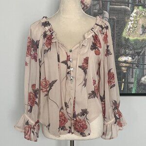 LIFE Love is for Eternity Cream Rose Peasant Blouse L